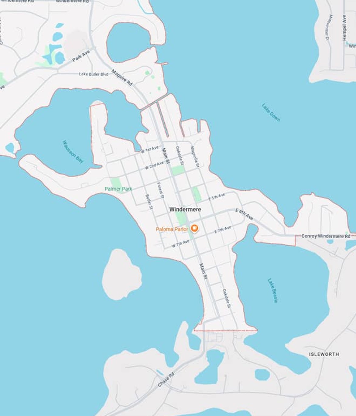 Street map of Windermere, Florida
